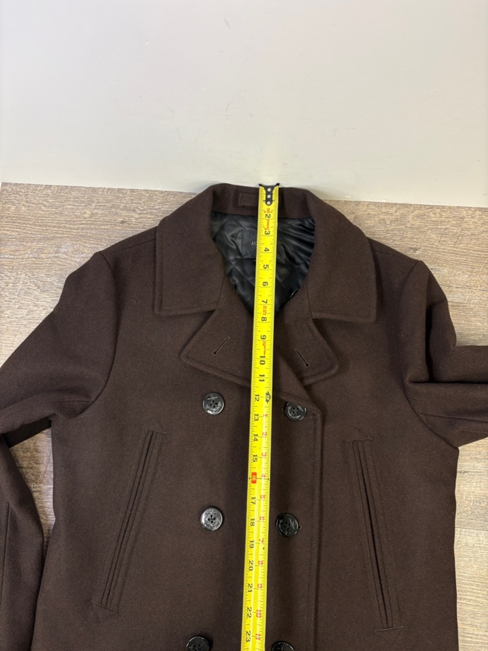 J.Crew Wool Blend Peacoat Brown PrimaLoft Double Breasted Coat Men’s Medium - Picture 13 of 14